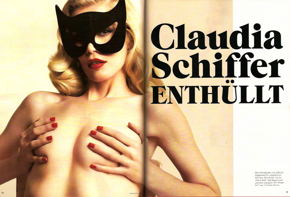 Claudis Schiffer topless Vogue