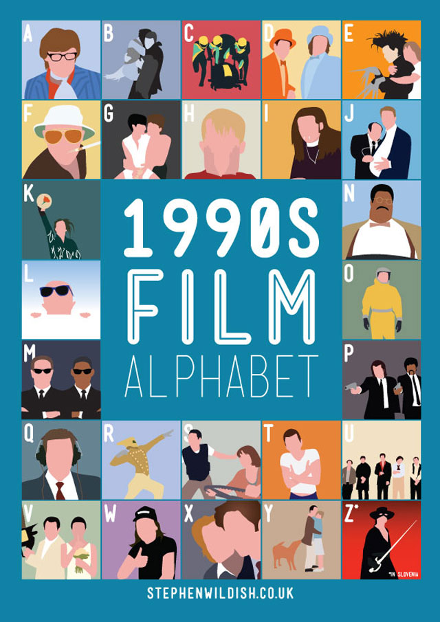 Alfabeto con posters de películas 90s