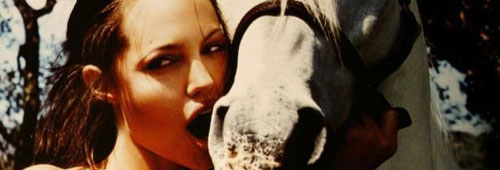 Angelina Jolie does a horse