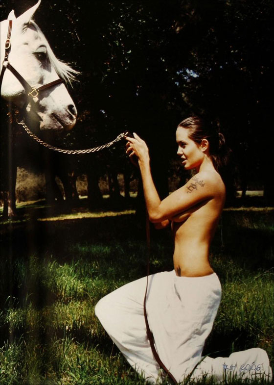Angelina Jolie does a horse