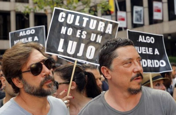 Javier Bardem protesta en España