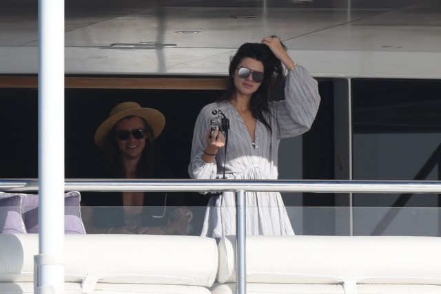 1 January 2016. January 1st, 2016 Saint Barthelemy, FRANCE - Kendall Jenner and Harry Styles on a Yacht in Saint Barths. Kendall takes pictures of Harry. 