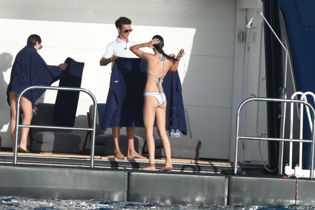 1 January 2016. January 1st, 2016 Saint Barthelemy, FRANCE - Kendall Jenner in a white bikini having fun on a water games and Harry Styles stay on a Yacht in Saint Barths. 