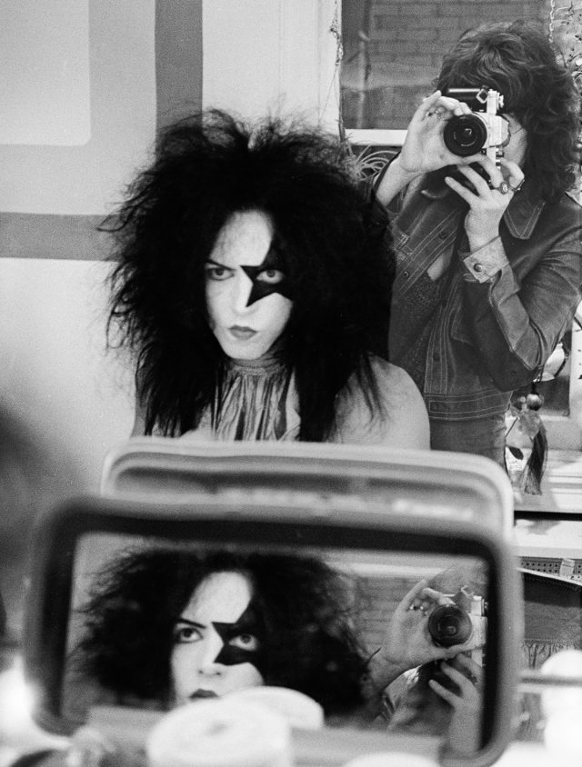 NEW YORK - APRIL 24:  Rhythm guitarist and co-lead singer Paul Stanley of American hard rock band KISS at Make Up Center on April 24, 1974 in New York City.  (Photo by Waring Abbott/Getty Images)